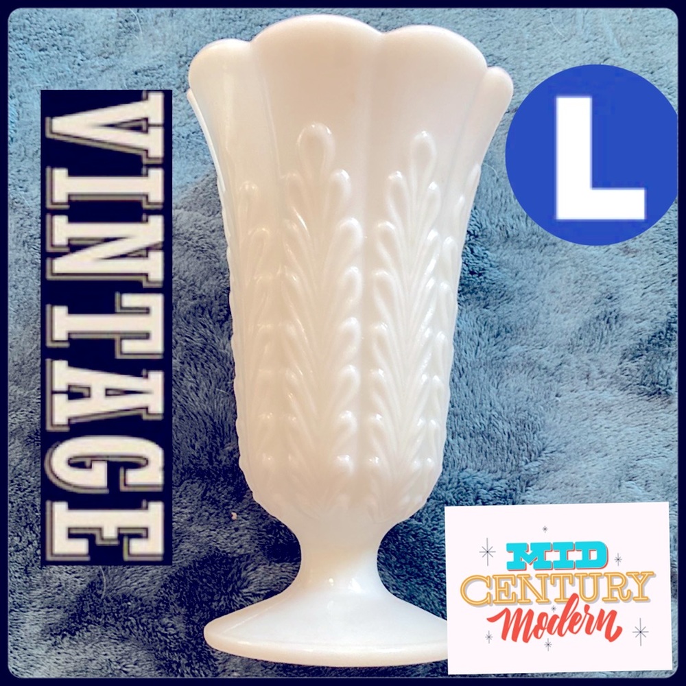 Vintage White Milk Glass Bouquet Vase Mid-Century Modern